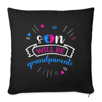 We become grandparents, We become grandma and grandpa - Sofa pillowcase 17,3'' x 17,3'' (45 x 45 cm) - black - Front