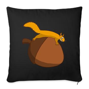 Das Eichhörnchen gegen die Eichel - Sofakissenbezug 45 x 45 cm - Schwarz - Vorne