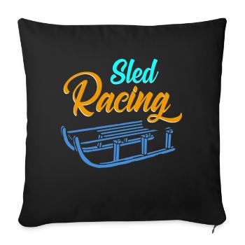 Sled Racing Retro Sledding Designs Present Gift - Sofakissenbezug 45 x 45 cm - Schwarz - Vorne