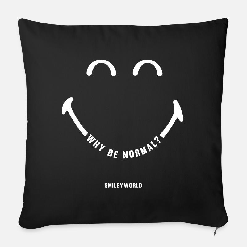 SmileyWorld Why Be Normal? Smiling Face - Sofa pillowcase 17,3'' x 17,3'' (45 x 45 cm) - black