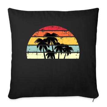 Palm Retro Sunset - Sofa pillowcase 17,3'' x 17,3'' (45 x 45 cm) - black - Front