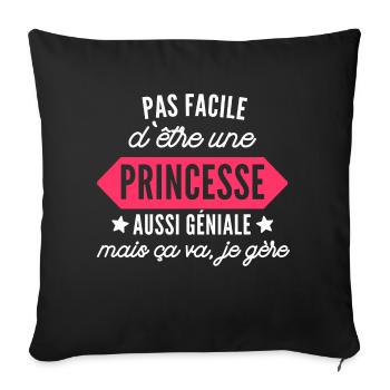 princesse géniale / humour princesse - Housse de coussin décorative 45 x 45 cm - noir - Devant