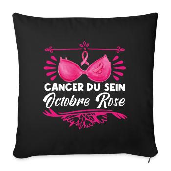 Cancer Du Sein Octobre Rose. - Housse de coussin décorative 45 x 45 cm - noir - Devant