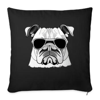 Chiens bouledogues avec lunettes de soleil motif cool - Housse de coussin décorative 45 x 45 cm - noir - Devant