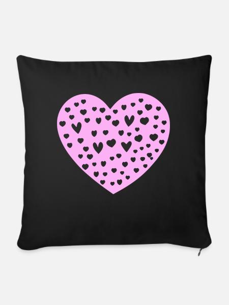 Herz Symbol Liebe süß Herzen rosa Zeichnung 11 - Sofakissenbezug 45 x 45 cm - Schwarz
