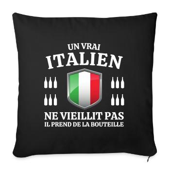 Italie, italien, je suis italien - Housse de coussin décorative 45 x 45 cm - noir - Devant