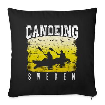 Canoë-kayak Suède - Canoë - Rafting Kayak Canoë - Housse de coussin décorative 45 x 45 cm - noir - Devant