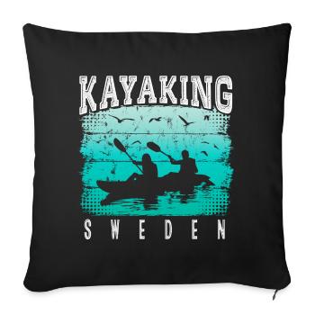 Kayak Suède - Canoë - Rafting Suède - Housse de coussin décorative 45 x 45 cm - noir - Devant