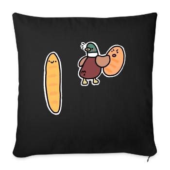 Duck with Bread Meme - Sofa pillowcase 17,3'' x 17,3'' (45 x 45 cm) - black - Front