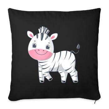 Zebra Family Mama Baby T-Shirt - Sofa pillowcase 17,3'' x 17,3'' (45 x 45 cm) - black - Front
