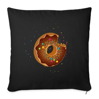 bitten chocolate donut with colorful sprinkles - Sofa pillowcase 17,3'' x 17,3'' (45 x 45 cm) - black - Front