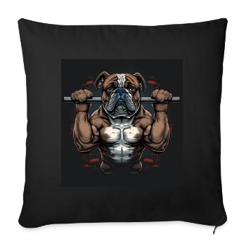 Français Bulldog Frenchie Bodybuilding Dog - Housse de coussin décorative 45 x 45 cm - noir - Devant