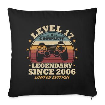 Level 17 Unlocked 17 Years Birthday Gamer - Sofa pillowcase 17,3'' x 17,3'' (45 x 45 cm) - black - Front