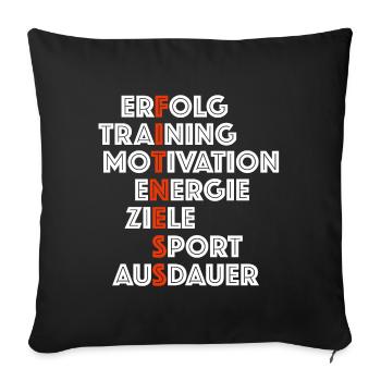 Fitness | Training, motivation, energy, goals - Sofa pillowcase 17,3'' x 17,3'' (45 x 45 cm) - black - Front