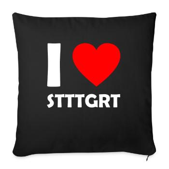 I love Stuttgart - STTGRT - Baden-Württemberg - Sofakissenbezug 45 x 45 cm - Schwarz - Vorne