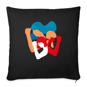 Filles et femmes Unité Pouvoir dans la diversité féministe - Housse de coussin décorative 45 x 45 cm - noir - Devant