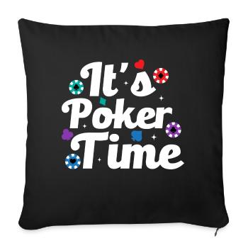 C’est Poker Time Gambling Card Player - Housse de coussin décorative 45 x 45 cm - noir - Devant