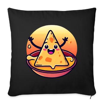 Chips de nacho dans un bain de fromage crémeux - Housse de coussin décorative 45 x 45 cm - noir - Devant