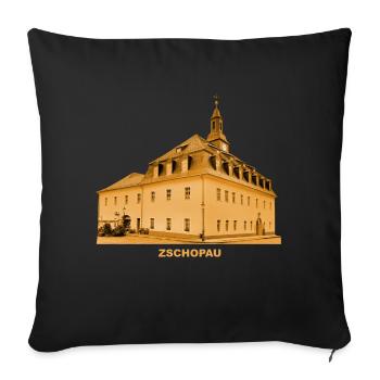 Hôtel de ville de Zschopau ville moto Monts Métallifères de Saxe - Housse de coussin décorative 45 x 45 cm - noir - Devant
