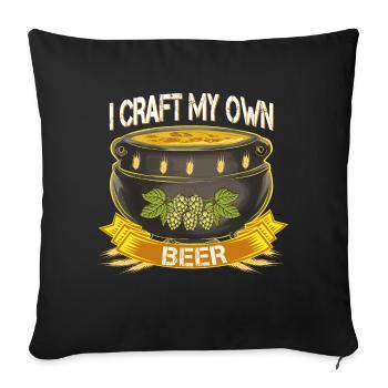 Ich braue mein eigenes Bier im magischen Kessel - Sofakissenbezug 45 x 45 cm - Schwarz - Vorne