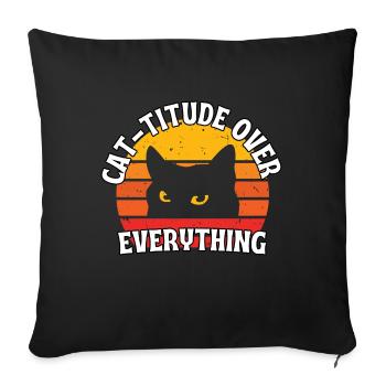 Cat attitude to everything - Sofa pillowcase 17,3'' x 17,3'' (45 x 45 cm) - black - Front