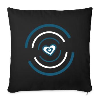 Coeur bleu Saint-Valentin - Housse de coussin décorative 45 x 45 cm - noir - Devant