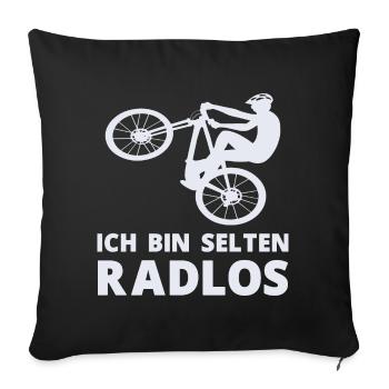 MTB Fahrer Mountainbike Ich Bin Selten Radlos - Sofakissenbezug 45 x 45 cm - Schwarz - Vorne