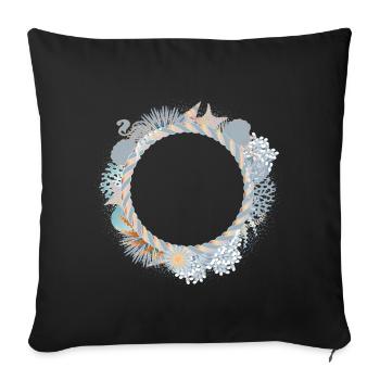 Cadre pastel maritime en look récif corallien - Housse de coussin décorative 45 x 45 cm - noir - Devant
