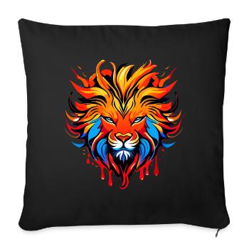 Lion, signe du zodiaque coloré - Housse de coussin décorative 45 x 45 cm - noir - Devant