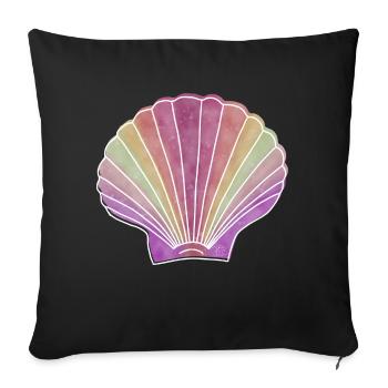« Pétoncles », Boho Line Art Design, « Coquillages » - Housse de coussin décorative 45 x 45 cm - noir - Devant