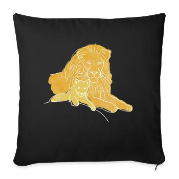 « Lion », Boho Line Art Design, série « Big 5 » - Housse de coussin décorative 45 x 45 cm - noir - Devant