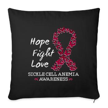 Anémie falciforme Espoir, lutte, amour - Housse de coussin décorative 45 x 45 cm - noir - Devant