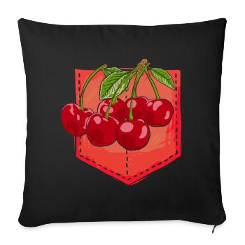 Fruits Fruit Cherries Gift Chest Pocket Cherry - Sofa pillowcase 17,3'' x 17,3'' (45 x 45 cm) - black - Front
