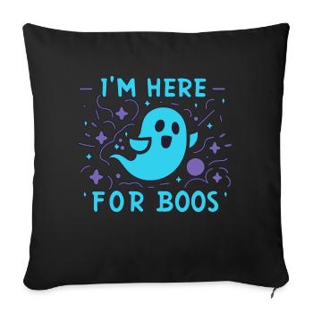 Spooky Cute Kawaii Ghost Design – Im Here For Boos - Sofa pillowcase 17,3'' x 17,3'' (45 x 45 cm) - black - Front