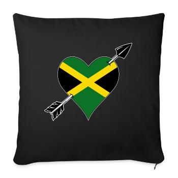 Jamaica Flag Heart Love - Sofa pillowcase 17,3'' x 17,3'' (45 x 45 cm) - black - Front