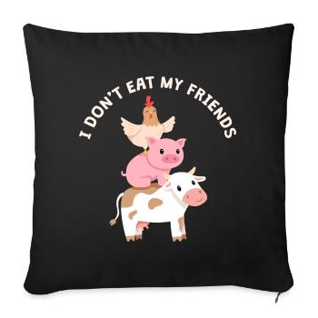 Pig Cow Friends Design for Vegans - Sofa pillowcase 17,3'' x 17,3'' (45 x 45 cm) - black - Front
