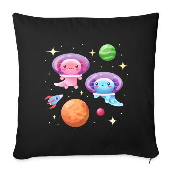 Axolotl Astronauts Design for Axolotl Lovers - Sofa pillowcase 17,3'' x 17,3'' (45 x 45 cm) - black - Front
