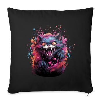 Chaton maléfique coloré - Housse de coussin décorative 45 x 45 cm - noir - Devant