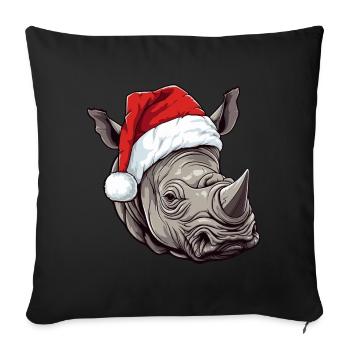 Tête de rhinocéros Noël Noël - Housse de coussin décorative 45 x 45 cm - noir - Devant