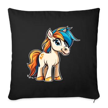 Cute Little Pony Horse - Sofa pillowcase 17,3'' x 17,3'' (45 x 45 cm) - black - Front