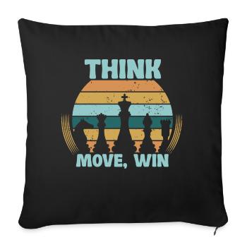 Chess, Think, Move, Win, Chess Master Club - Sofa pillowcase 17,3'' x 17,3'' (45 x 45 cm) - black - Front