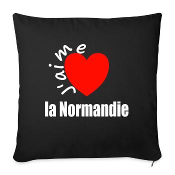 J'aime la Normandie (ich liebe die Normandie) - Sofakissenbezug 45 x 45 cm - Schwarz - Vorne