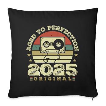 Originelle Vintage-Geschenkidee zum Jubiläum 2025 - Sofakissenbezug 45 x 45 cm - Schwarz - Vorne