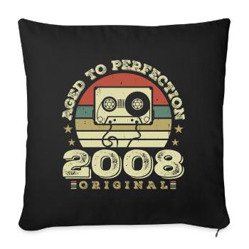 Original Vintage Jubiläumsgeschenkidee 2008 - Sofakissenbezug 45 x 45 cm - Schwarz - Vorne