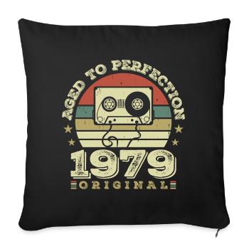 Original Vintage Jubiläums-Geschenkidee 1979 - Sofakissenbezug 45 x 45 cm - Schwarz - Vorne