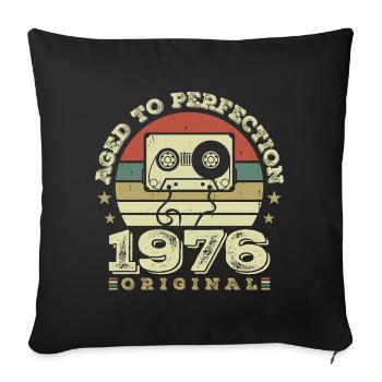 Original Vintage Jubiläumsgeschenkidee 1976 - Sofakissenbezug 45 x 45 cm - Schwarz - Vorne
