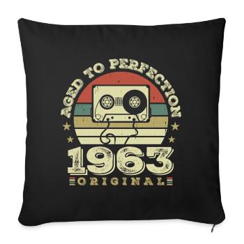 Original Vintage Jubiläumsgeschenkidee 1963 - Sofakissenbezug 45 x 45 cm - Schwarz - Vorne