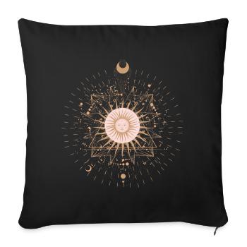 Rayonnement du Mandala du Soleil - Housse de coussin décorative 45 x 45 cm - noir - Devant