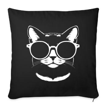 Lustige Katze mit Sonnenbrille Kätzchen Sonnenbrille Katzen - Sofakissenbezug 45 x 45 cm - Schwarz - Vorne