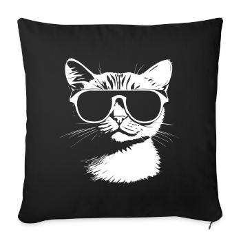 Lustige Katze mit Sonnenbrille Kätzchen Sonnenbrille Katzen - Sofakissenbezug 45 x 45 cm - Schwarz - Vorne